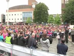 Lewis Hamilton is the first torch relay runner as Stock Footage