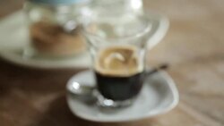 Espresso coffee vintage cup Stock Footage