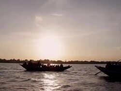 Crossing River Ganges On Boat Stock Footage