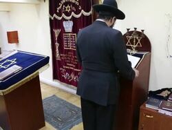 Yerevan, Rabbi prays in the central synagogue of Yerevan city Stock Footage