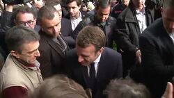 CLEAN : France's Macron visits cathedral as campaign wraps up News Clip