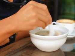 Men eating meal Stock Footage