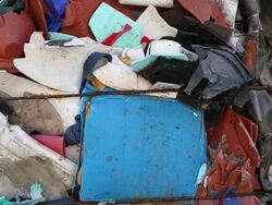 Bundle of Plastic Waste Closeup PAN Stock Footage