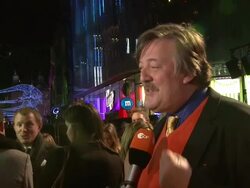 Stephen Fry at the Sherlock Holmes: A Game Of Shadows: European Premiere at Empire Leicester Square on December 08, 2011 in London, England (Footage by WireImage Video/Getty Images) Stock Footage