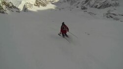 POV of skier skiing on snow covered mountain. Stock Footage