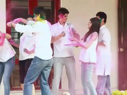Group of young people celebrating holi festival  Stock Footage
