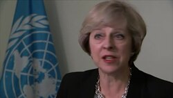UK Prime Minister Theresa May Interview at United Nations Summit News Clip