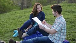 Young painter drawing a portrait Stock Footage