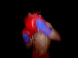 Medium shot boxer shadowboxing / London Stock Footage