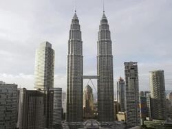 WS View of Petronas Towers / Kuala Lumpur, Malaysia Stock Footage