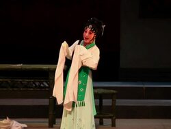 MS TS Actress performing qinqiang opera in theater, qinqiang is representative folk opera of northwest china AUDIO / xi'an, shaanxi, china Stock Footage