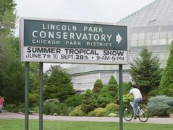 MS sign to Lincoln Park Conservatory Stock Footage