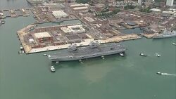 HMS Queen Elizabeth in Portsmouth Aerials News Clip