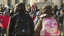 Protesters swarmed the steps of the St. Louis federal courthouse Tuesday in the second day of protests over a grand jury decision's not to indict a white police officer in the killing of an unarmed black 18-year-old. (Nov. 25) News Clip