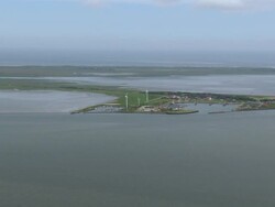 WS AERIAL PAN View of Borkum island in North Sea / Borkum, Lower Saxony Stock Footage