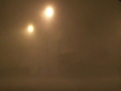 Extreme hurricane wind and rain lash truck; Typhoon Sinlaku, Taiwan 13th September 2008 (With Audio) Stock Footage