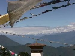 Buddhist Chorten and Prayer Flags - Bhutan Series Stock Footage