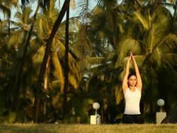 Young woman doing yoga in morning  Stock Footage