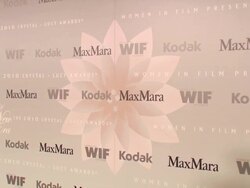 ATMOSPHERE: Signage at the 2010 Women In Film Crystal & Lucy Awards: A New Era at Los Angeles CA. (Footage by WireImage Video/GettyImages) Stock Footage
