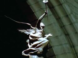 Angel and cross in Church Stock Footage