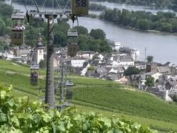 WS View of overhead cable car traveling / RÃƒÂ¼desheim, Hesse, Germany  Stock Footage