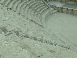 Pan Right Shot Roman Theater Amman Governorate Jordan Stock Footage