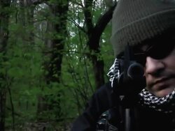 Operator/Terorist with assault rifle Stock Footage