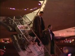 Presidential aides depart back steps of Air Force One Stock Footage