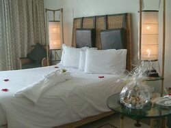 MS Hotel bedroom of luxury resort / Tangiers, Unspecified, Morocco Stock Footage