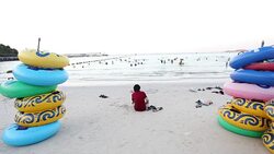 point of view the sea wave and people Stock Footage