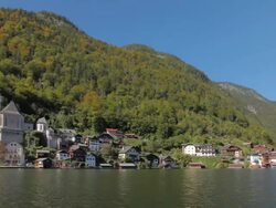 HYPERLAPSE Hallstatt across lake 2 slow Stock Footage