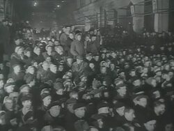 WS Stalins 70th birthday people standing AUDIO / Russia Stock Footage
