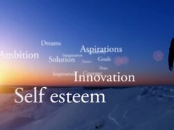 WS View of man at mountain top with motivating words passing / Bergen, Hordaland, Norway Stock Footage