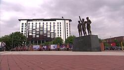Old Trafford Stadium, home of Manchester United Football CLub News Clip