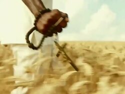SLO MO African Man Blessing In Wheat Stock Footage