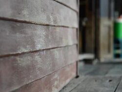 dolly,old wall in thai wooden house Stock Footage