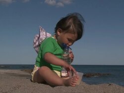 Little Metis Girl drinking water. Stock Footage