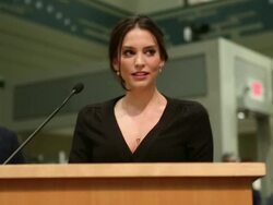 Genesis Rodriguez receives key to the city of Miam Stock Footage