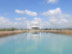 Mosque at dusk Stock Footage