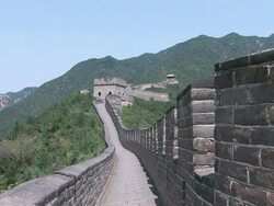 WS Walkway on the Great Wall of China / Beijing, China Stock Footage