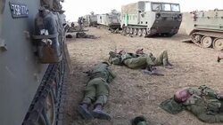 CLEAN : Israeli soldiers wait after government accepts Gaza truce News Clip
