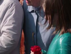 Ukrainians offer condolences to the fallen at Maidan square Stock Footage