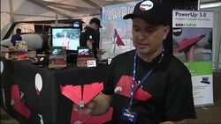 A smartphone-powered paper airplane that was popular on crowdfunding website KickStarter makes its debut at a Wisconsin airshow. (July 30) News Clip