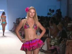 Models walk the runway during the Aquaclara swimwear 2012 show Stock Footage
