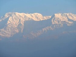 Himalayan mountains,Sarangkot, Pokhara, Nepal Stock Footage