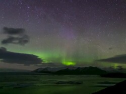Time-lapse: Northern Light Aurora Borealis Vatnajokull Glacier Jokulsarlon lagoon Iceland Stock Footage