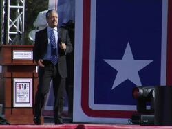 Jon Stewart giving a keynote address Stock Footage