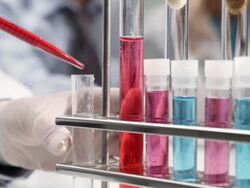 Group of scientists in a laboratory Stock Footage