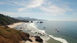 Cannon Beach Oregon drone shot south Stock Footage