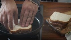 Preaparing and Roasting Bacon Sandwich Stock Footage